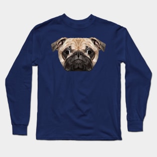 Pug Low Poly Art Long Sleeve T-Shirt